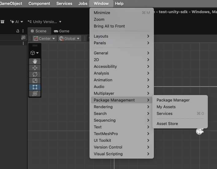 The Package Manager menu